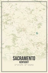 Retro US city map of Sacramento, Kentucky. Vintage street map.