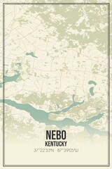 Retro US city map of Nebo, Kentucky. Vintage street map.