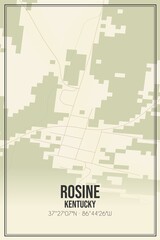 Retro US city map of Rosine, Kentucky. Vintage street map.