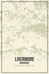 Retro US city map of Livermore, Kentucky. Vintage street map.