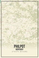 Retro US city map of Philpot, Kentucky. Vintage street map.