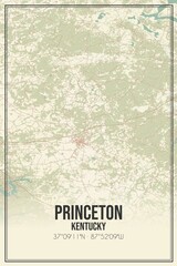 Retro US city map of Princeton, Kentucky. Vintage street map.