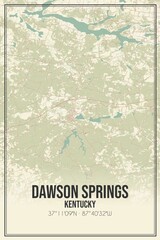 Retro US city map of Dawson Springs, Kentucky. Vintage street map.