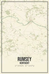 Retro US city map of Rumsey, Kentucky. Vintage street map.