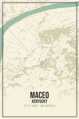 Retro US city map of Maceo, Kentucky. Vintage street map.