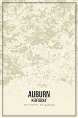 Retro US city map of Auburn, Kentucky. Vintage street map.