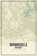 Retro US city map of Brownsville, Kentucky. Vintage street map.