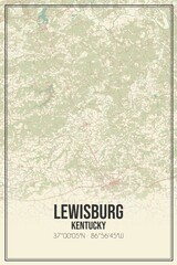 Retro US city map of Lewisburg, Kentucky. Vintage street map.