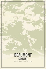 Retro US city map of Beaumont, Kentucky. Vintage street map.
