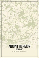 Retro US city map of Mount Hermon, Kentucky. Vintage street map.