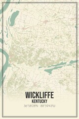 Retro US city map of Wickliffe, Kentucky. Vintage street map.