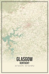 Retro US city map of Glasgow, Kentucky. Vintage street map.