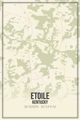 Fototapeta premium Retro US city map of Etoile, Kentucky. Vintage street map.