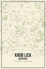 Retro US city map of Knob Lick, Kentucky. Vintage street map.