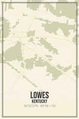 Retro US city map of Lowes, Kentucky. Vintage street map.