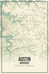 Retro US city map of Austin, Kentucky. Vintage street map.