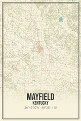 Retro US city map of Mayfield, Kentucky. Vintage street map.