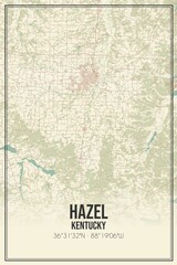 Retro US city map of Hazel, Kentucky. Vintage street map.