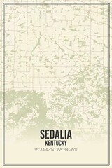 Retro US city map of Sedalia, Kentucky. Vintage street map.