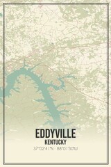 Retro US city map of Eddyville, Kentucky. Vintage street map.