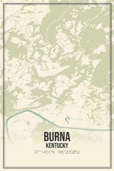 Retro US city map of Burna, Kentucky. Vintage street map.