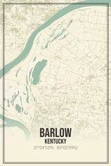 Retro US city map of Barlow, Kentucky. Vintage street map.