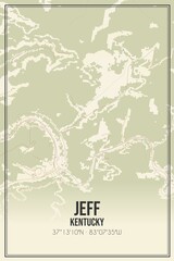 Retro US city map of Jeff, Kentucky. Vintage street map.