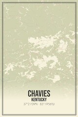 Retro US city map of Chavies, Kentucky. Vintage street map.