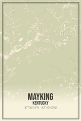 Retro US city map of Mayking, Kentucky. Vintage street map.