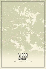 Retro US city map of Vicco, Kentucky. Vintage street map.