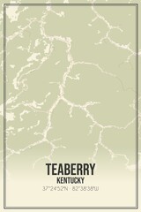 Retro US city map of Teaberry, Kentucky. Vintage street map.