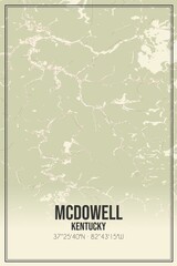 Retro US city map of McDowell, Kentucky. Vintage street map.