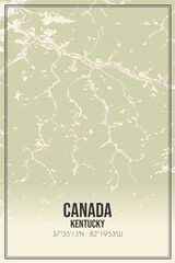 Retro US city map of Canada, Kentucky. Vintage street map.