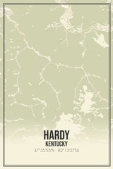 Retro US city map of Hardy, Kentucky. Vintage street map.