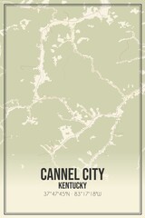Retro US city map of Cannel City, Kentucky. Vintage street map.