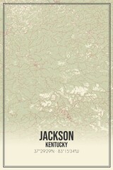 Retro US city map of Jackson, Kentucky. Vintage street map.