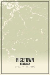 Retro US city map of Ricetown, Kentucky. Vintage street map.