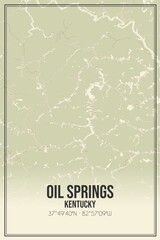 Retro US city map of Oil Springs, Kentucky. Vintage street map.