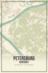 Retro US city map of Petersburg, Kentucky. Vintage street map.