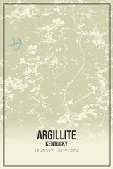 Retro US city map of Argillite, Kentucky. Vintage street map.