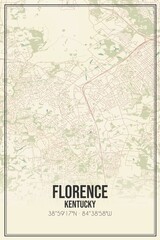 Retro US city map of Florence, Kentucky. Vintage street map.