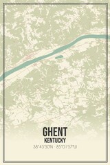 Retro US city map of Ghent, Kentucky. Vintage street map.