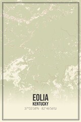 Retro US city map of Eolia, Kentucky. Vintage street map.