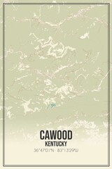 Retro US city map of Cawood, Kentucky. Vintage street map.