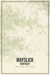 Retro US city map of Mayslick, Kentucky. Vintage street map.