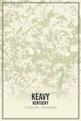 Retro US city map of Keavy, Kentucky. Vintage street map.