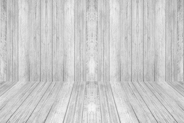 empty white wooden planks wall perspective floor room interior background