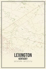 Retro US city map of Lexington, Kentucky. Vintage street map.