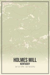 Retro US city map of Holmes Mill, Kentucky. Vintage street map.