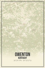 Retro US city map of Owenton, Kentucky. Vintage street map.